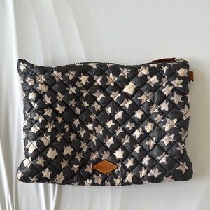 MZ Wallace Black and Cream Cosmetic Bag with Woven Design